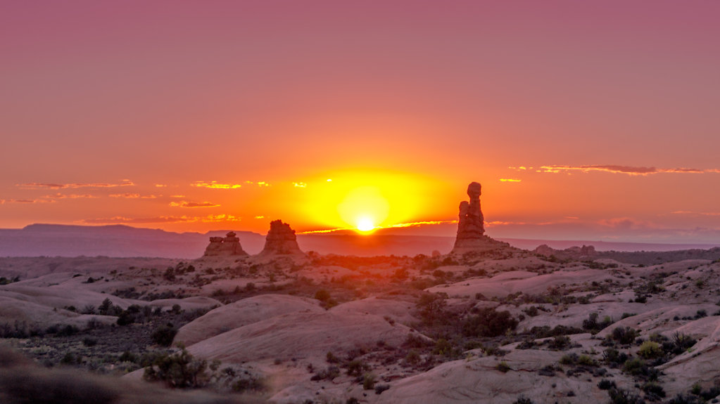 Coucher de soleil sur Arches NP